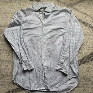 Polo Ralph Lauren Blue Plaid Long Sleeve Button Down Shirt Mens 17.5 34/35